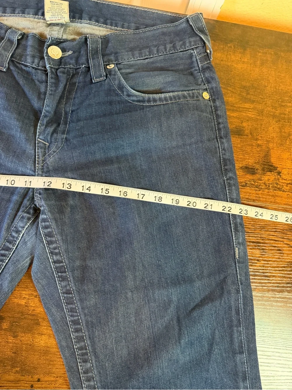 True Religion Bobby Men’s Straight Leg Jeans Dark Wash Hemmed 26.5” Inseam
